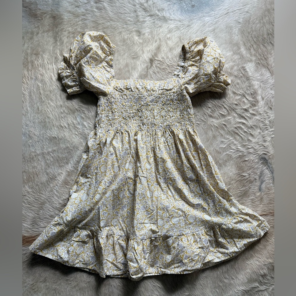 Floral Yellow Dress with puff sleeves